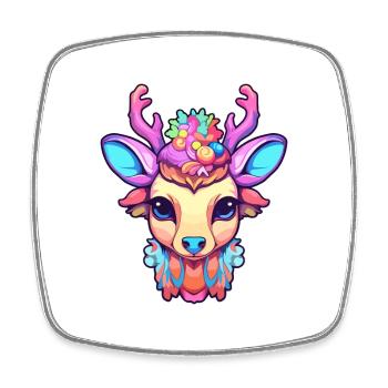Deer Colorful Watercolor Cartoon Kawaii Animal - Square fridge magnet - white - Front