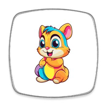 Chipmunk Aquarelle Colorée Dessin Animé Kawaii Animal - Magnet carré - blanc - Devant