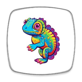 Chameleon Colorful Watercolor Cartoon Kawaii Anima - Square fridge magnet - white - Front