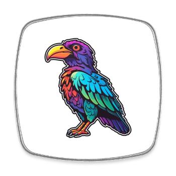 Crow Colorful Watercolor Cartoon Kawaii Animal - Square fridge magnet - white - Front