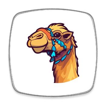 Camel Colorful Watercolor Cartoon Kawaii Animal - Square fridge magnet - white - Front