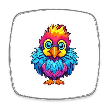 Chicken Colorful Watercolor Cartoon Kawaii Animal - Square fridge magnet - white - Front