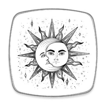 Sonne und Mond - Viereckiger Kühlschrankmagnet - Weiß - Vorne