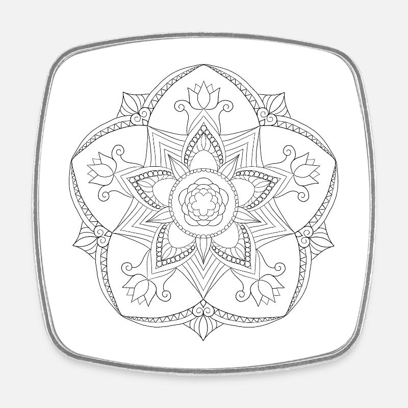 Mandala - Viereckiger Kühlschrankmagnet - Weiß