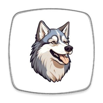 Alaskan Husky chien race dessin animé Kawaii Illustratio - Magnet carré - blanc - Devant