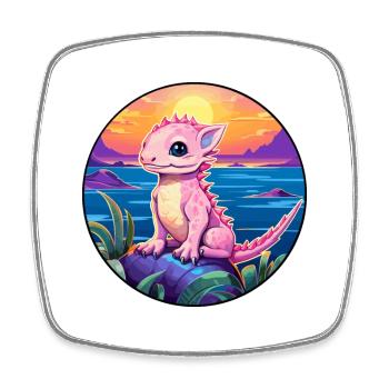 Axolotl Aquarelle Colorée Dessin Animé Kawaii Animal - Magnet carré - blanc - Devant