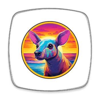 Aardvark Colorful Watercolor Cartoon Kawaii Animal - Square fridge magnet - white - Front