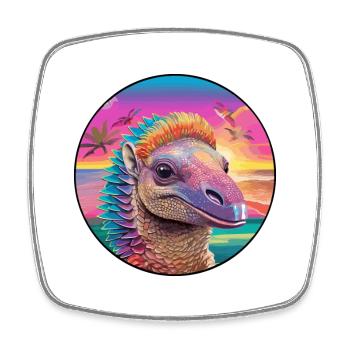 Tatou Aquarelle colorée Cartoon Kawaii Pet - Magnet carré - blanc - Devant