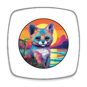 Aye Aye Bunte Aquarell-Karikatur Kawaii-Tier - Viereckiger Kühlschrankmagnet - Weiß - Vorne