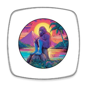Big Foot Colorful Watercolor Cartoon Kawaii Animal - Square fridge magnet - white - Front