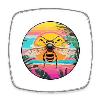 Bee Colorful Watercolor Cartoon Kawaii Animal - Square fridge magnet - white - Front