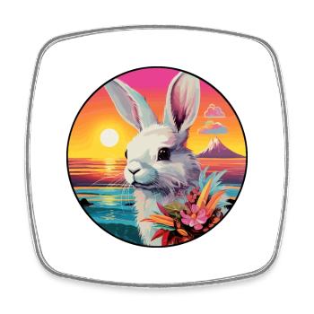 Hase buntes Aquarell Cartoon Kawaii Tier - Viereckiger Kühlschrankmagnet - Weiß - Vorne