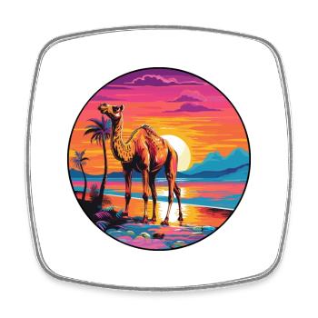 Camel Colorful Watercolor Cartoon Kawaii Animal - Square fridge magnet - white - Front