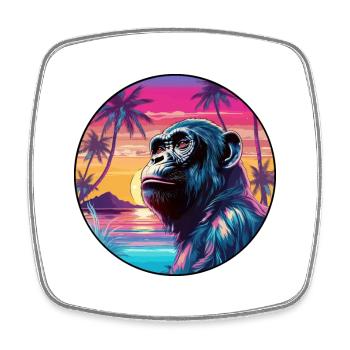 Bonobo Colorful Watercolor Cartoon Kawaii Animal - Square fridge magnet - white - Front