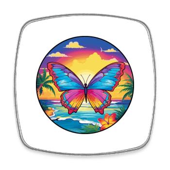 Papillon Aquarelle Colorée Dessin Animé Kawaii Pet - Magnet carré - blanc - Devant