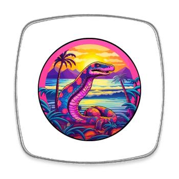 Snake Colorful Watercolor Cartoon Kawaii Animal - Square fridge magnet - white - Front