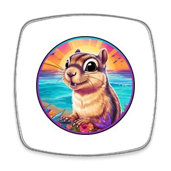 Chipmunk Aquarelle Colorée Dessin Animé Kawaii Animal - Magnet carré - blanc - Devant