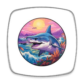 Hai Buntes Aquarell Cartoon Kawaii Tier - Viereckiger Kühlschrankmagnet - Weiß - Vorne