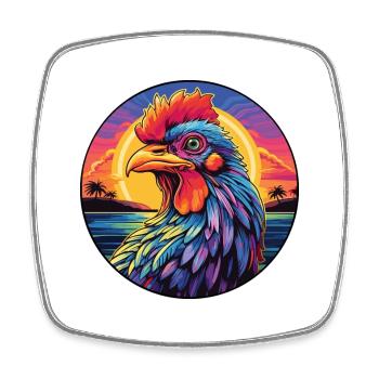 Chicken Colorful Watercolor Cartoon Kawaii Animal - Square fridge magnet - white - Front