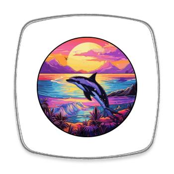 Orca Buntes Aquarell Cartoon Kawaii Tier - Viereckiger Kühlschrankmagnet - Weiß - Vorne