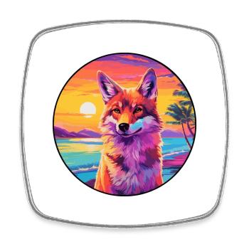 Kojote Buntes Aquarell Cartoon Kawaii Tier - Viereckiger Kühlschrankmagnet - Weiß - Vorne