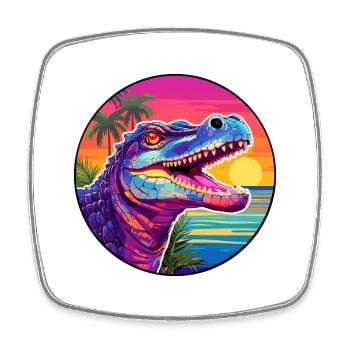 Crocodile Aquarelle Colorée Dessin Animé Kawaii Pet - Magnet carré - blanc - Devant