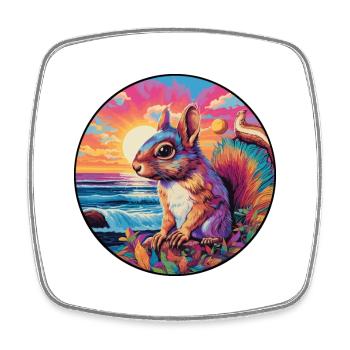 Eichhörnchen buntes Aquarell Cartoon Kawaii Tier - Viereckiger Kühlschrankmagnet - Weiß - Vorne
