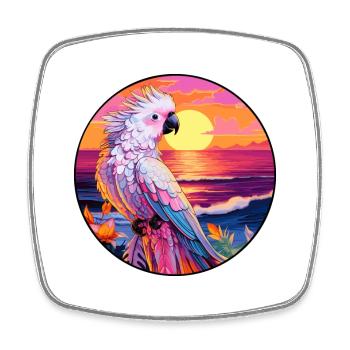 Cockatoo Colorful Watercolor Cartoon Kawaii Animal - Square fridge magnet - white - Front