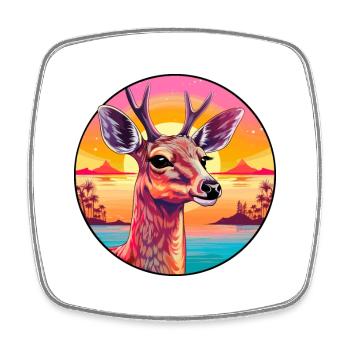 Deer Colorful Watercolor Cartoon Kawaii Animal - Square fridge magnet - white - Front