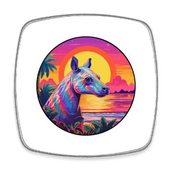 Tapir Buntes Aquarell Cartoon Kawaii Tier - Viereckiger Kühlschrankmagnet - Weiß - Vorne