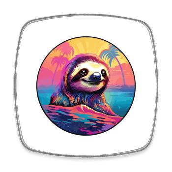 Faultier buntes Aquarell Cartoon Kawaii Tier - Viereckiger Kühlschrankmagnet - Weiß - Vorne