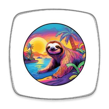 Faultier buntes Aquarell Cartoon Kawaii Tier - Viereckiger Kühlschrankmagnet - Weiß - Vorne