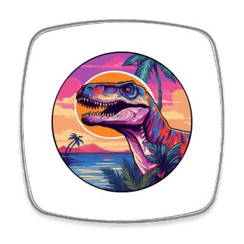Dinosaure Aquarelle Colorée Dessin Animé Kawaii Animal - Magnet carré - blanc - Devant