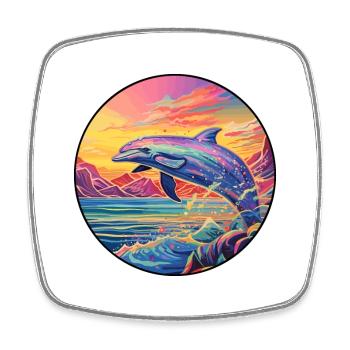 Wal bunte Aquarell-Karikatur Kawaii-Tier - Viereckiger Kühlschrankmagnet - Weiß - Vorne