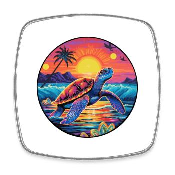 Schildkröte buntes Aquarell Cartoon Kawaii Tier - Viereckiger Kühlschrankmagnet - Weiß - Vorne