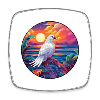 Dove Colorful Watercolor Cartoon Kawaii Animal - Square fridge magnet - white - Front