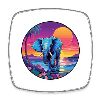 Éléphant Aquarelle Colorée Dessin Animé Kawaii Animal - Magnet carré - blanc - Devant