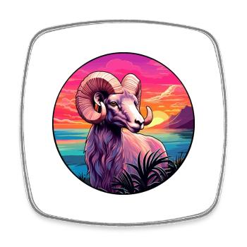 Ram Colorful Watercolor Cartoon Kawaii Animal - Square fridge magnet - white - Front