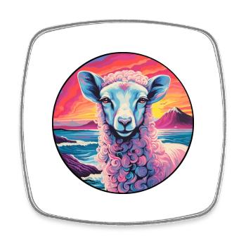 Schaf Buntes Aquarell Cartoon Kawaii Tier - Viereckiger Kühlschrankmagnet - Weiß - Vorne