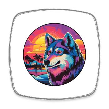 Wolf Buntes Aquarell Cartoon Kawaii Tier - Viereckiger Kühlschrankmagnet - Weiß - Vorne