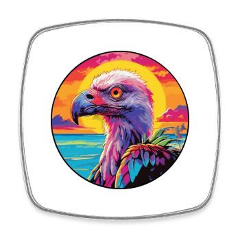 vautour coloré aquarelle dessin animé Kawaii Animal - Magnet carré - blanc - Devant