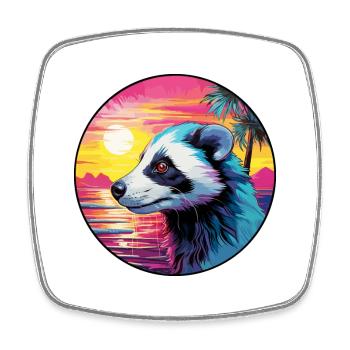 Skunk Coloré Aquarelle Dessin Animé Kawaii Animal - Magnet carré - blanc - Devant