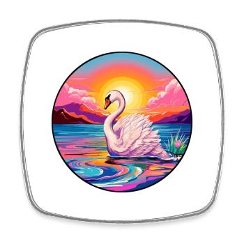 Schwan Buntes Aquarell Cartoon Kawaii Tier - Viereckiger Kühlschrankmagnet - Weiß - Vorne