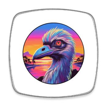 Emu Colorful Watercolor Cartoon Kawaii Animal - Square fridge magnet - white - Front