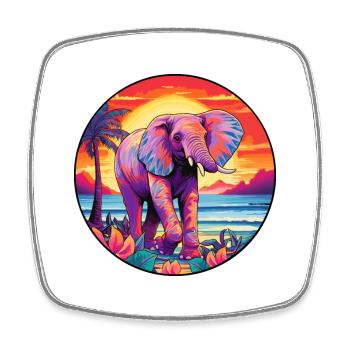 Elefant buntes Aquarell Cartoon Kawaii Tier - Viereckiger Kühlschrankmagnet - Weiß - Vorne