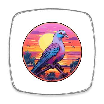 Taube buntes Aquarell Cartoon Kawaii Tier - Viereckiger Kühlschrankmagnet - Weiß - Vorne