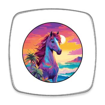 Pony Buntes Aquarell Cartoon Kawaii Tier - Viereckiger Kühlschrankmagnet - Weiß - Vorne