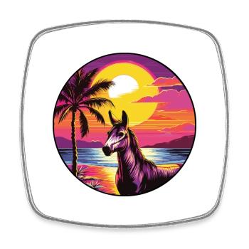 Âne Coloré Aquarelle Dessin Animé Kawaii Animal - Magnet carré - blanc - Devant