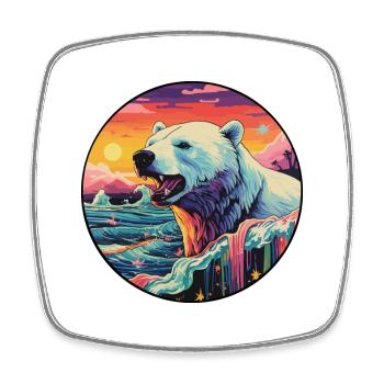 ours polaire coloré aquarelle dessin animé Kawaii animal de compagnie - Magnet carré - blanc - Devant