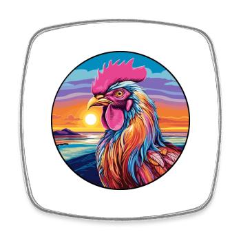Hahn buntes Aquarell Cartoon Kawaii Tier - Viereckiger Kühlschrankmagnet - Weiß - Vorne
